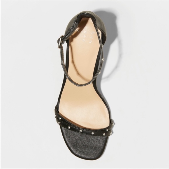 A New Day Black Double Strapped Studded Heels - Picture 3 of 8